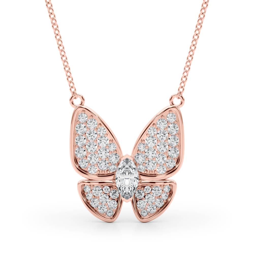 Butterfly Pendant (1/4 ct. tw.), Front view in rose gold