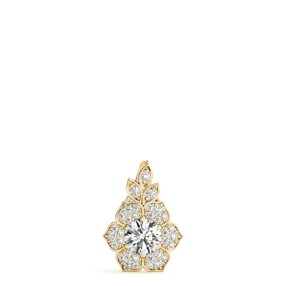 Nature Inspired Flower Halo Pendants (0.2 ct. tw.), On hand view in yellow gold