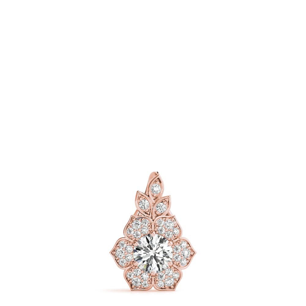 Nature Inspired Flower Halo Pendants (0.2 ct. tw.), On hand view in rose gold