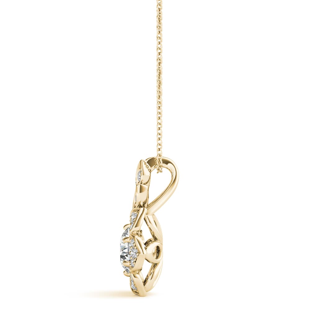 Nature Inspired Flower Halo Pendants (0.2 ct. tw.), Side view in yellow gold