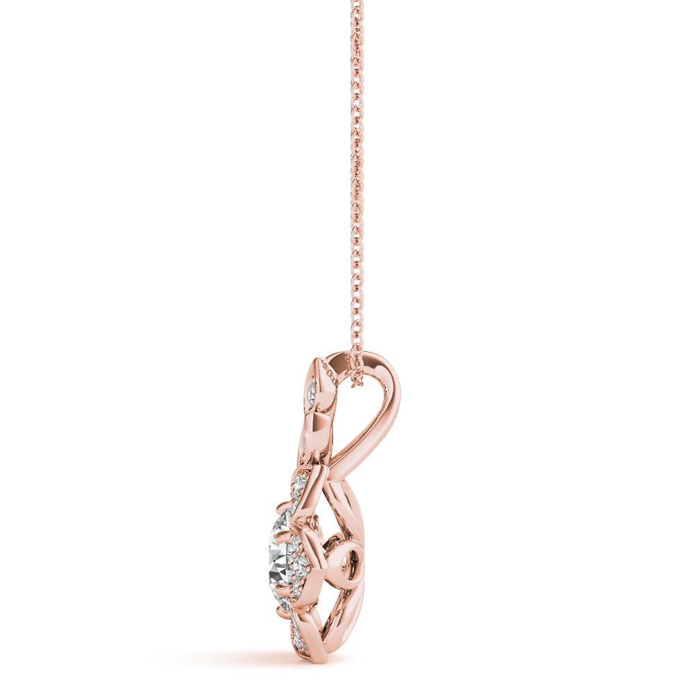 Nature Inspired Flower Halo Pendants (0.2 ct. tw.), Side view in rose gold