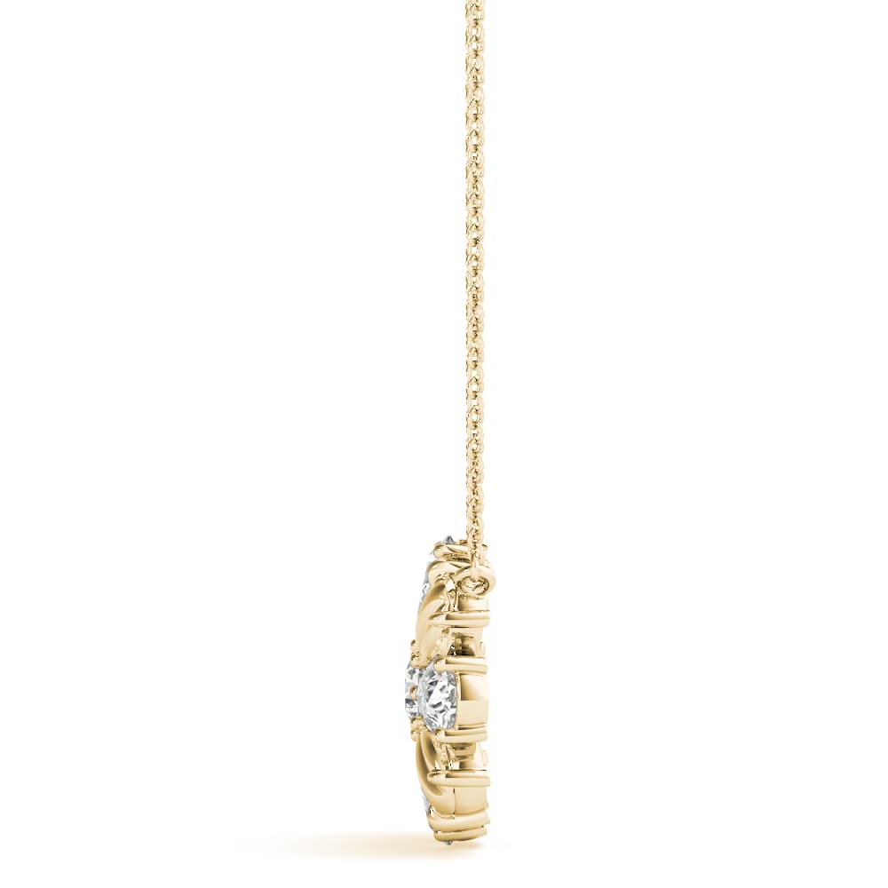 Flower Fashion Pendant (3/4 ct. tw.), Side view in yellow gold