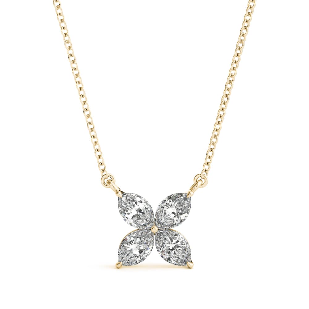 Marquise Flower Pendants (0.28 ct. tw.), Front view in yellow gold