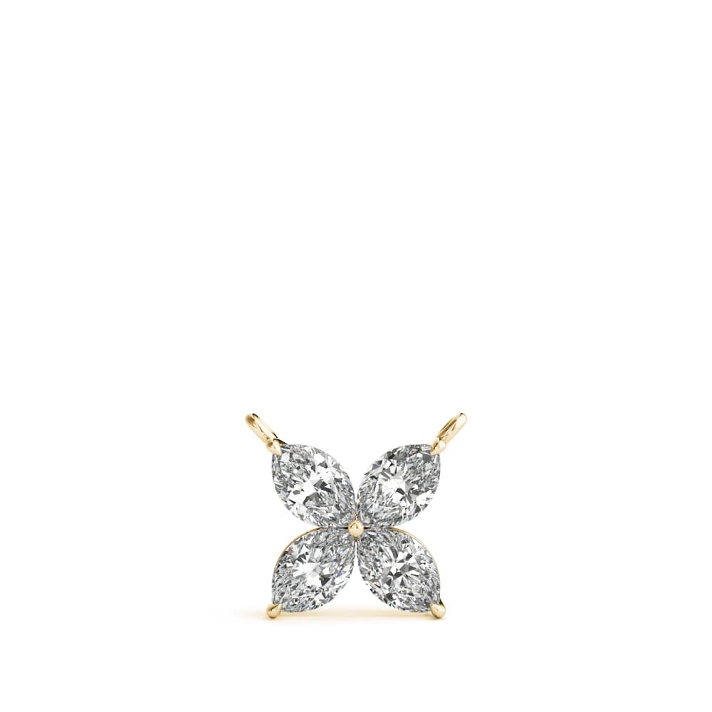 Marquise Flower Pendants (0.28 ct. tw.), Angle view in yellow gold