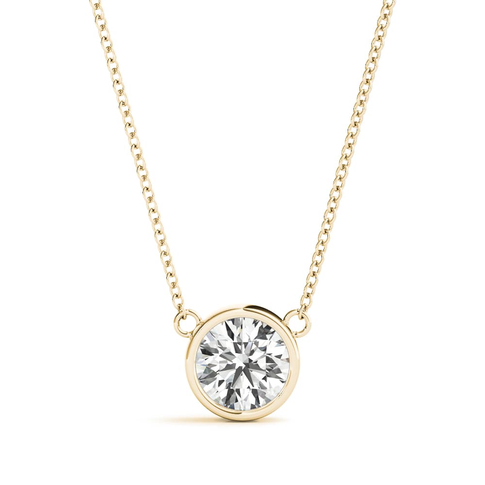 Solitaire Bezel Set Diamond Pendant (1 ct. tw.), Front view in yellow gold