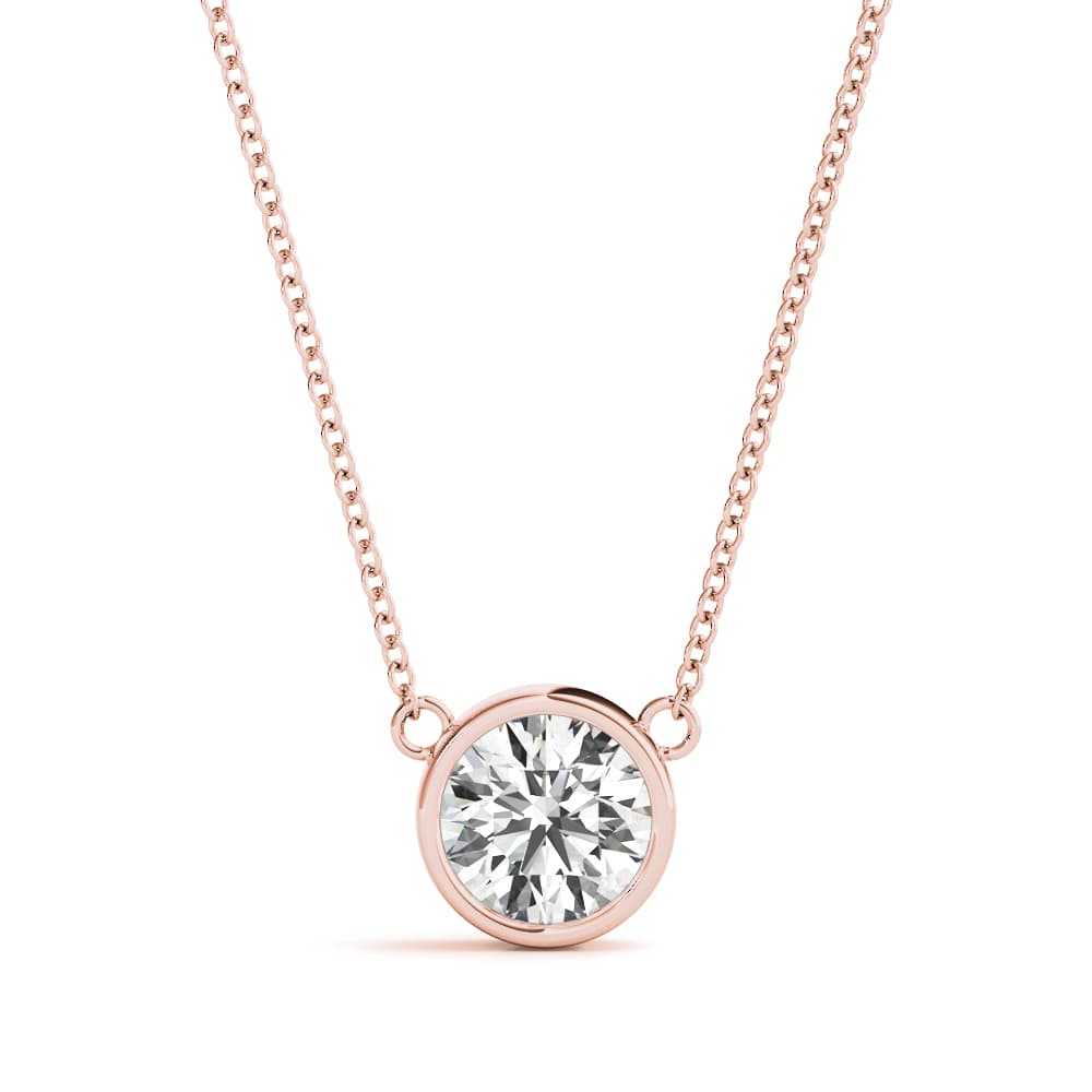 Solitaire Bezel Set Diamond Pendant (1/2 ct. tw.), Front view in rose gold