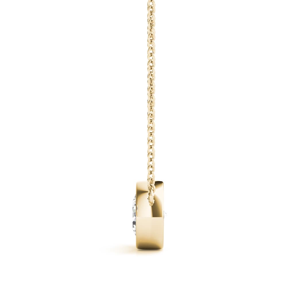 Solitaire Bezel Set Diamond Pendant (1 ct. tw.), Side view in yellow gold