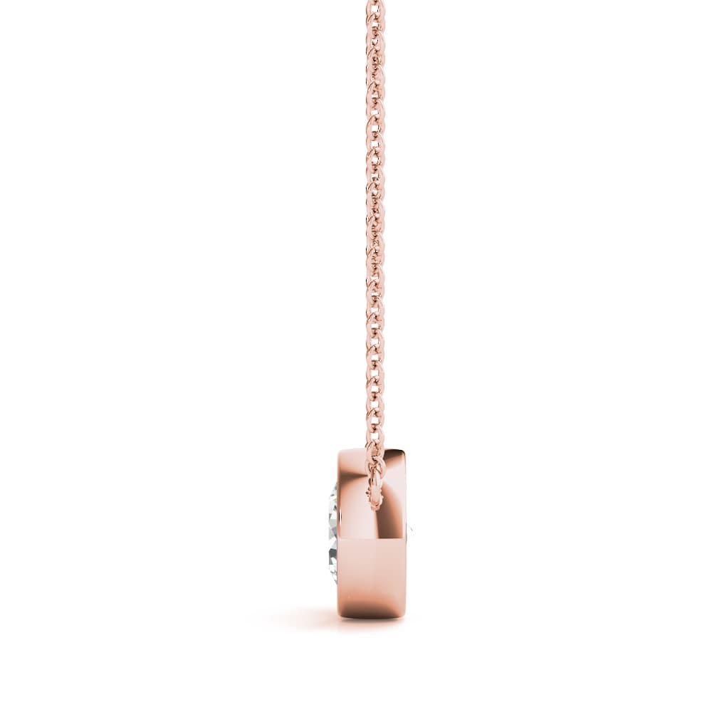 Solitaire Bezel Set Diamond Pendant (1/2 ct. tw.), Side view in rose gold
