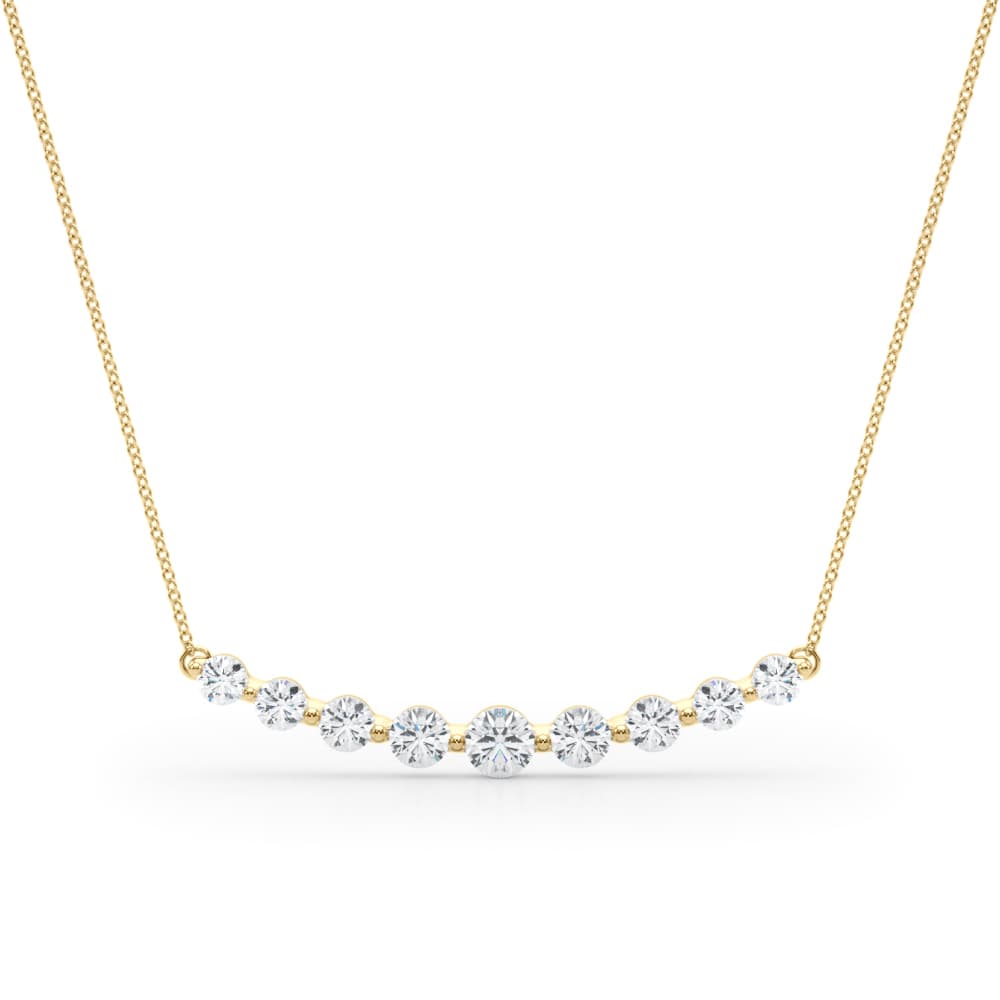 Curved Single Shared Prong Bar Pendant (1/2 ct. tw.), Front view in yellow gold