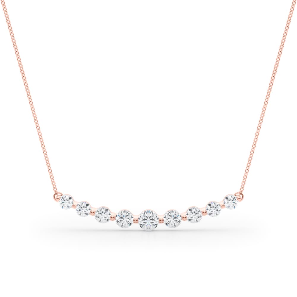 Curved Single Shared Prong Bar Pendant (1/2 ct. tw.), Front view in rose gold