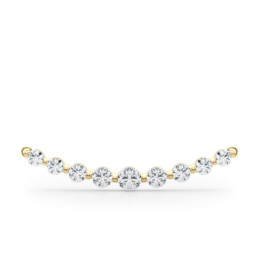 Curved Single Shared Prong Bar Pendant (1/2 ct. tw.), Angle view in yellow gold