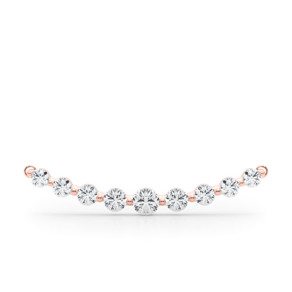 Curved Single Shared Prong Bar Pendant (1/2 ct. tw.), Angle view in rose gold