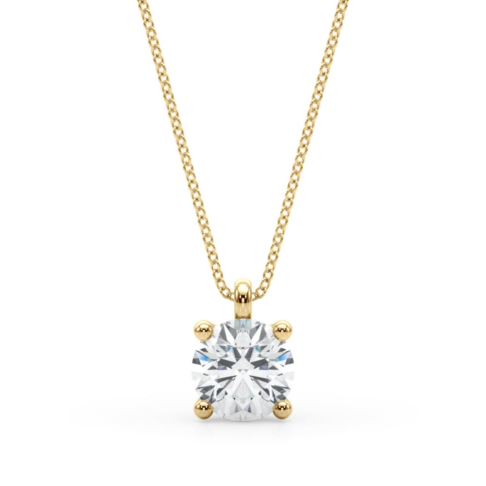 Four Prong Solitaire Diamond Pendant (1/2 ct. tw.), Front view in yellow gold