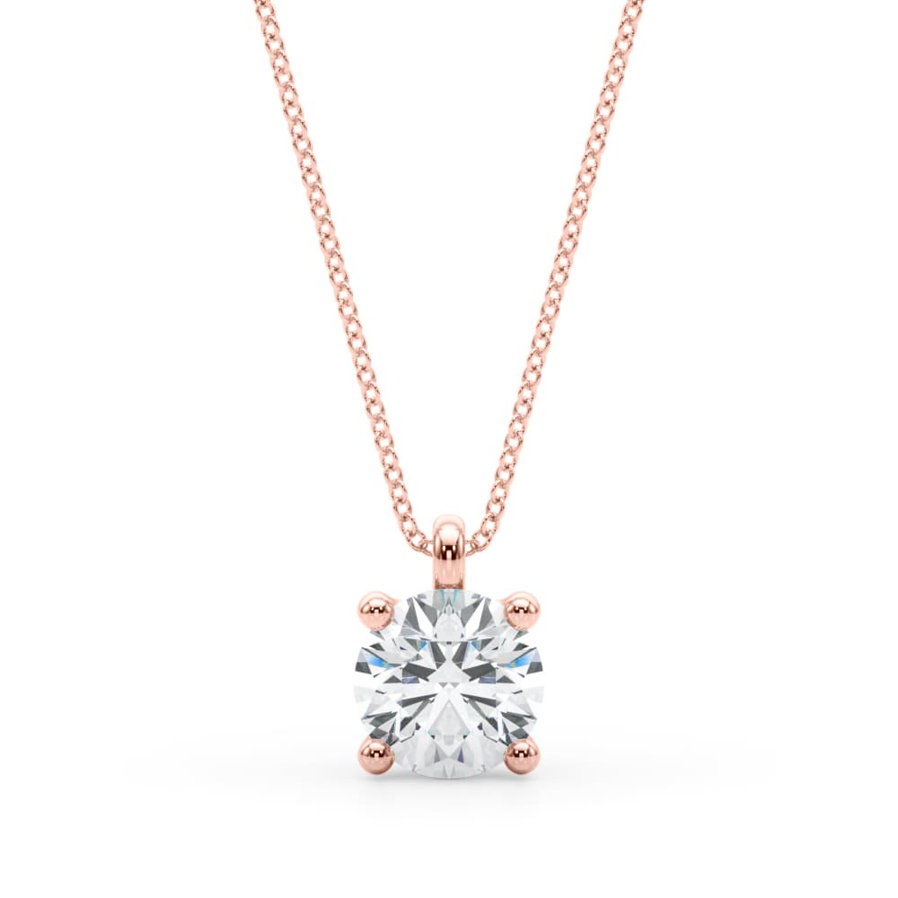 Four Prong Solitaire Diamond Pendant (1 ct. tw.), Front view in rose gold