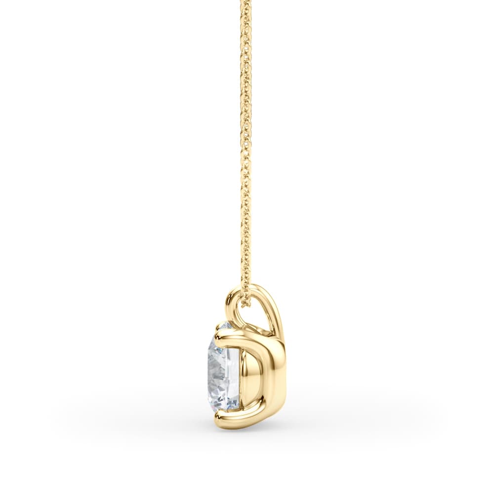 Four Prong Solitaire Diamond Pendant (1/2 ct. tw.), Side view in yellow gold
