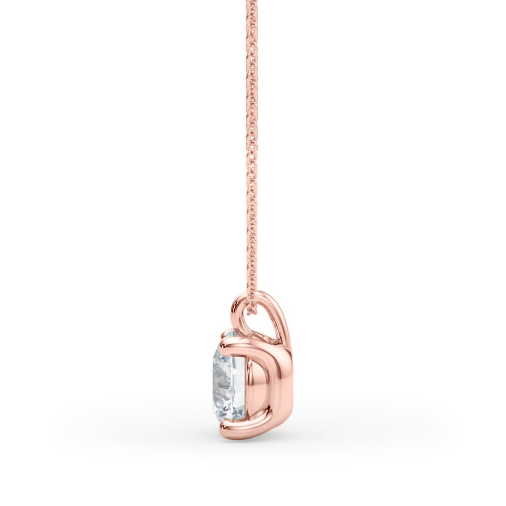 Four Prong Solitaire Diamond Pendant (1 ct. tw.), Side view in rose gold