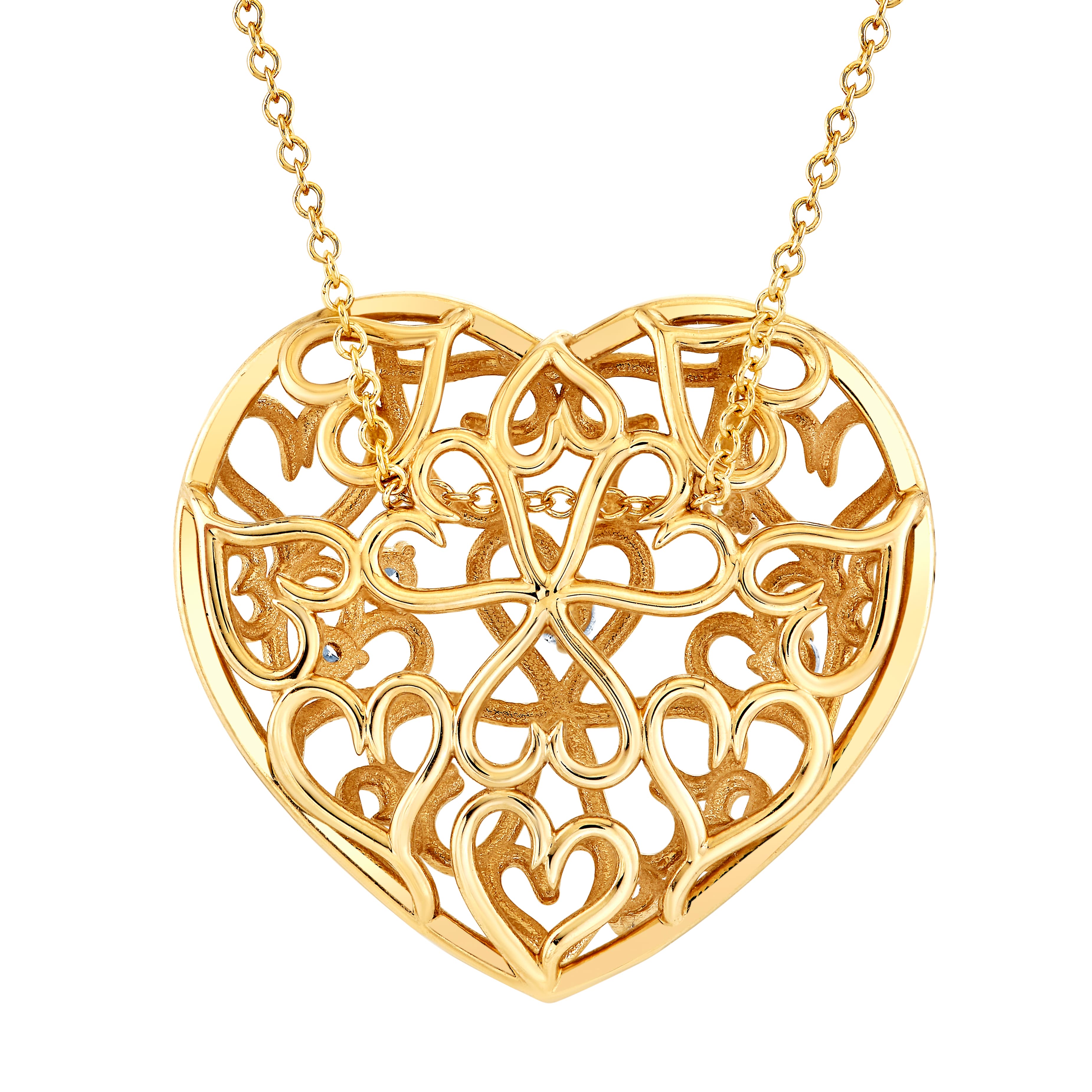 Light Weight Heart Pendant (1/4 ct. tw.), Angle view in yellow gold