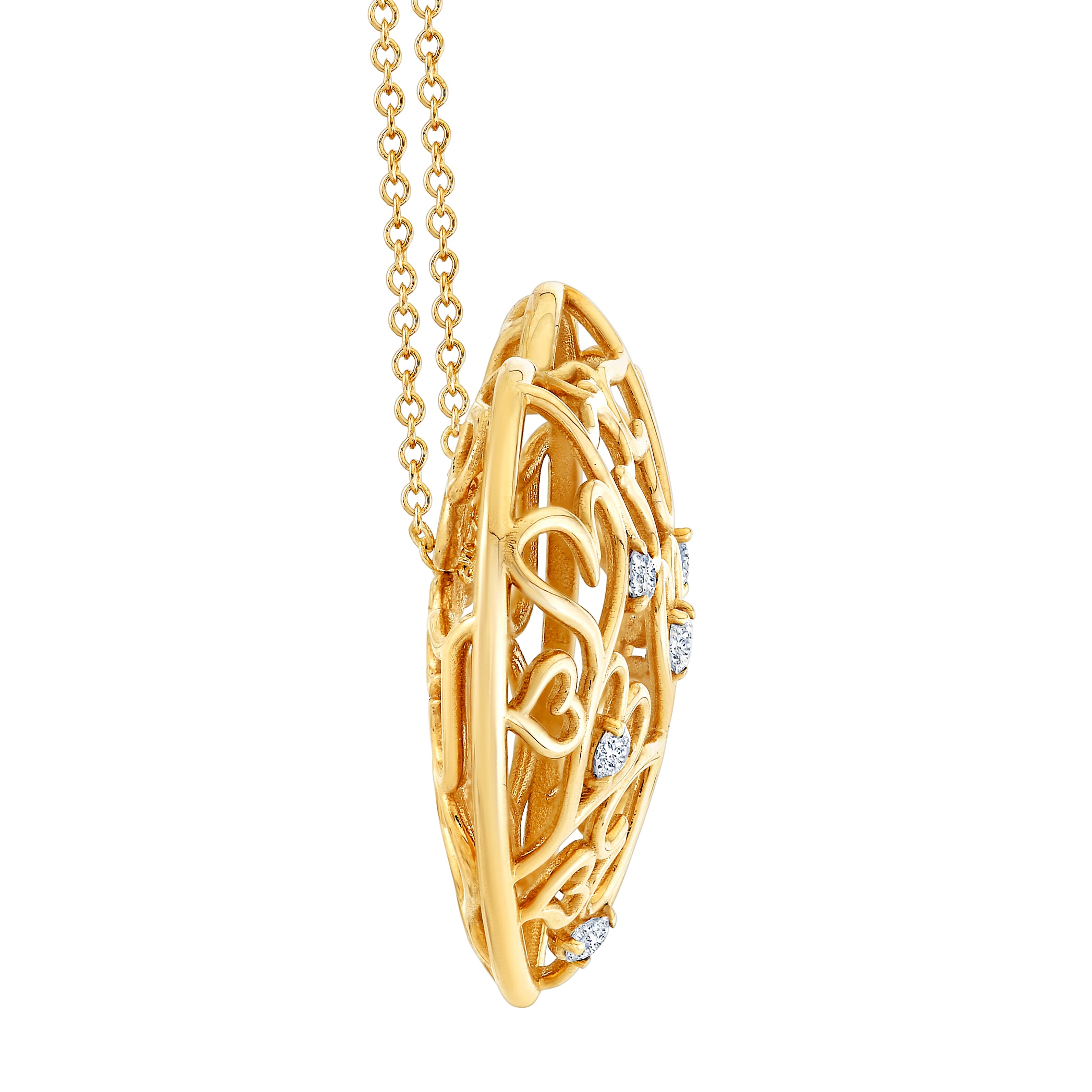 Light Weight Heart Pendant (1/4 ct. tw.), Side view in yellow gold