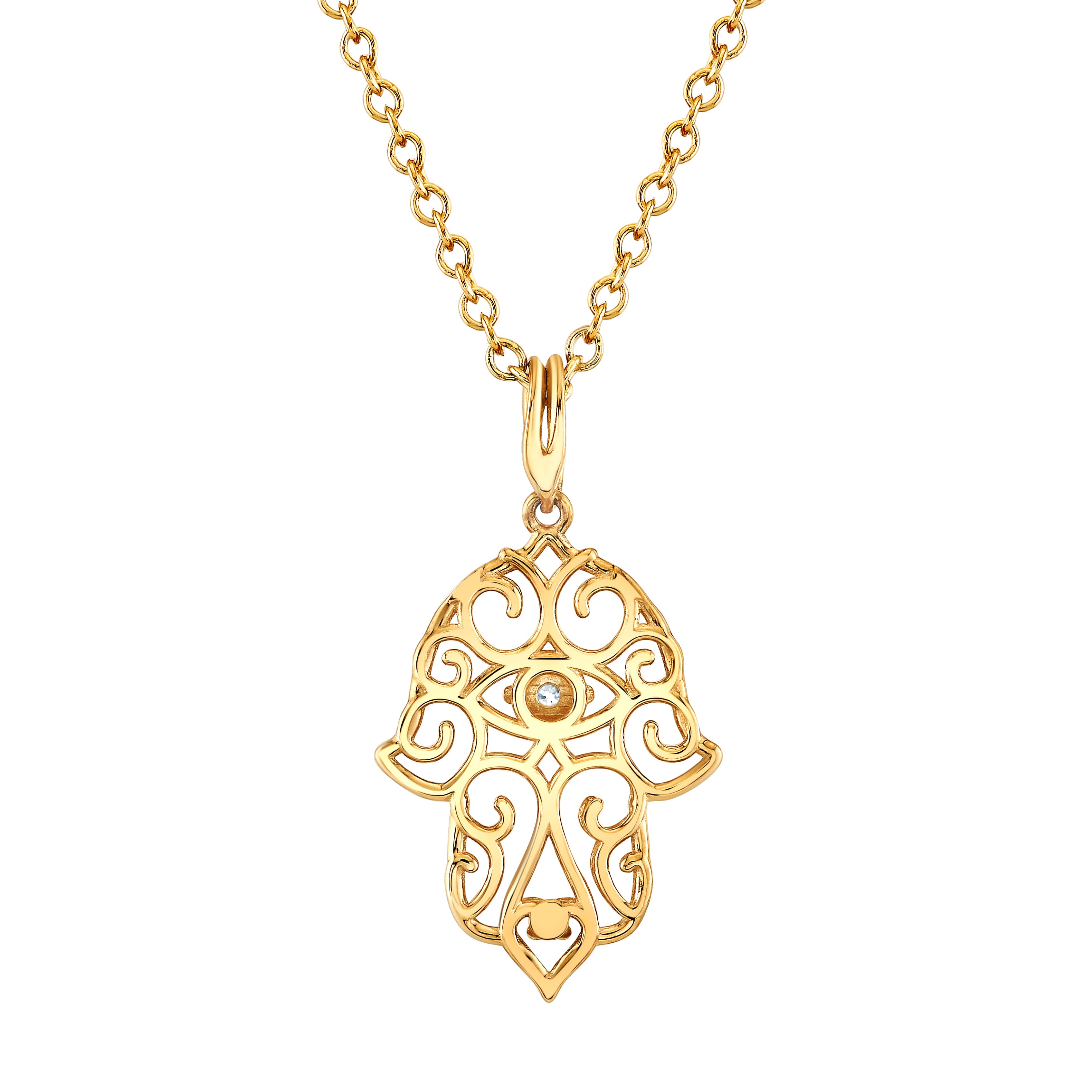 Light Weight Hamsa Pendant (0 ct. tw.), Angle view in yellow gold