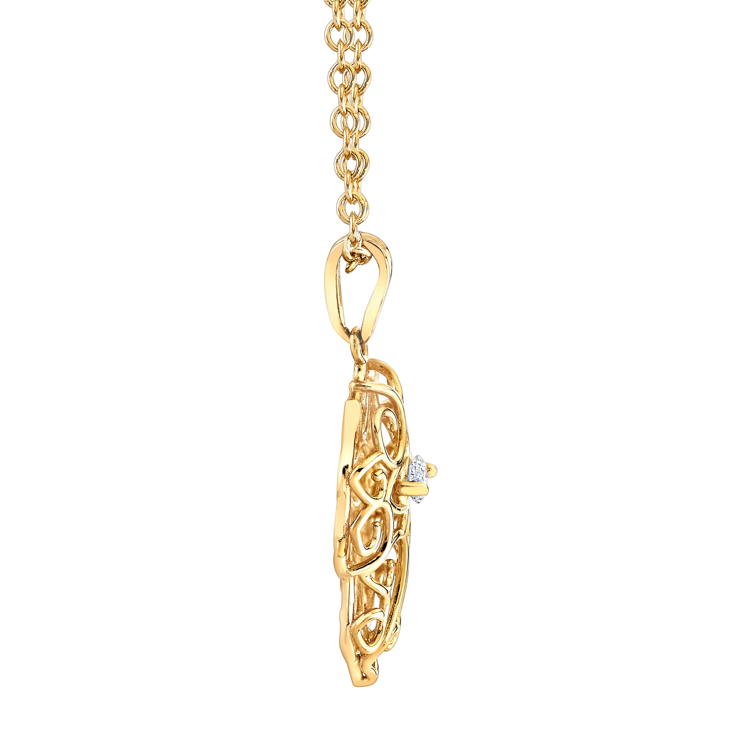 Light Weight Hamsa Pendant (0 ct. tw.), Side view in yellow gold