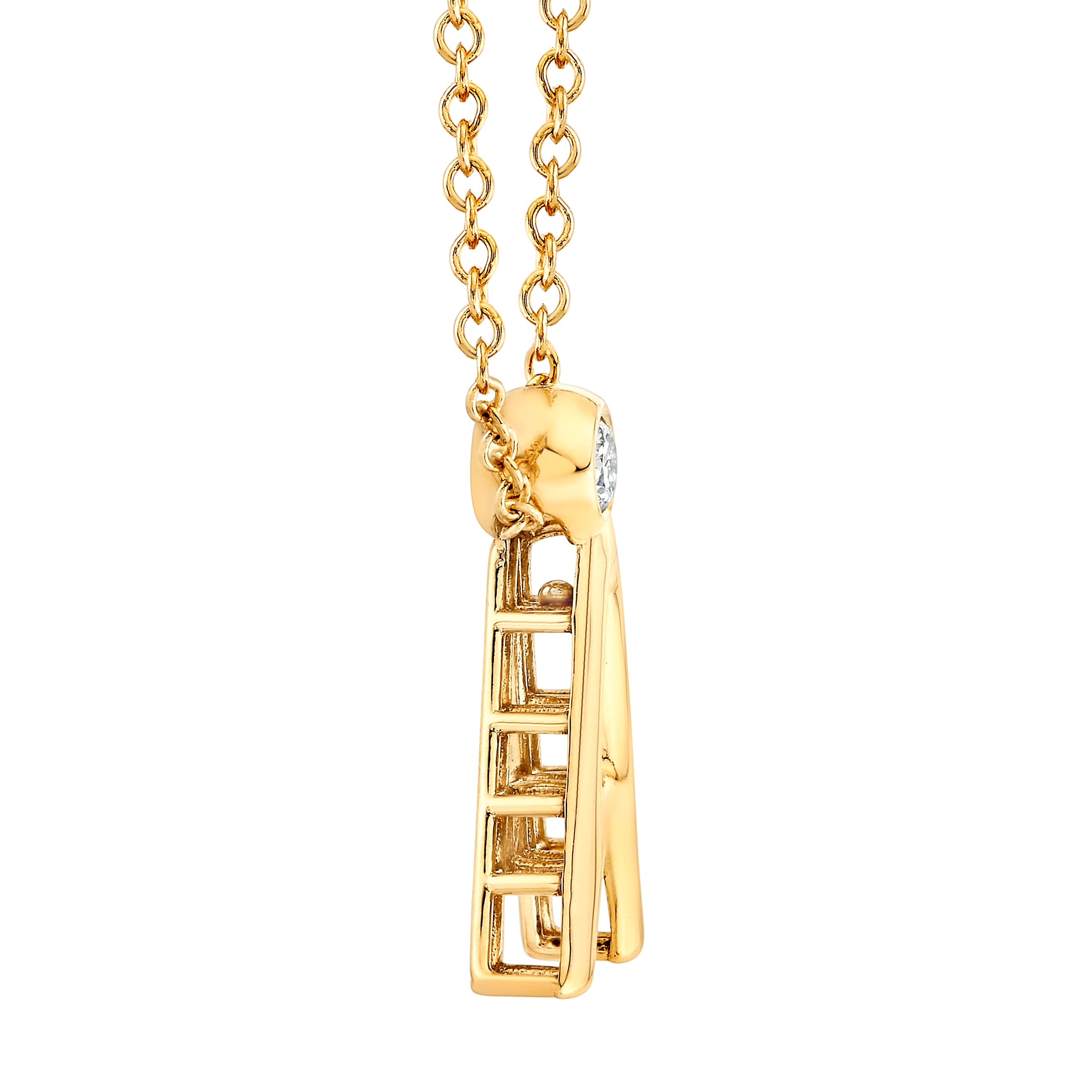 Light Weight A Initial Pendant (0.06 ct. tw.), Side view in yellow gold