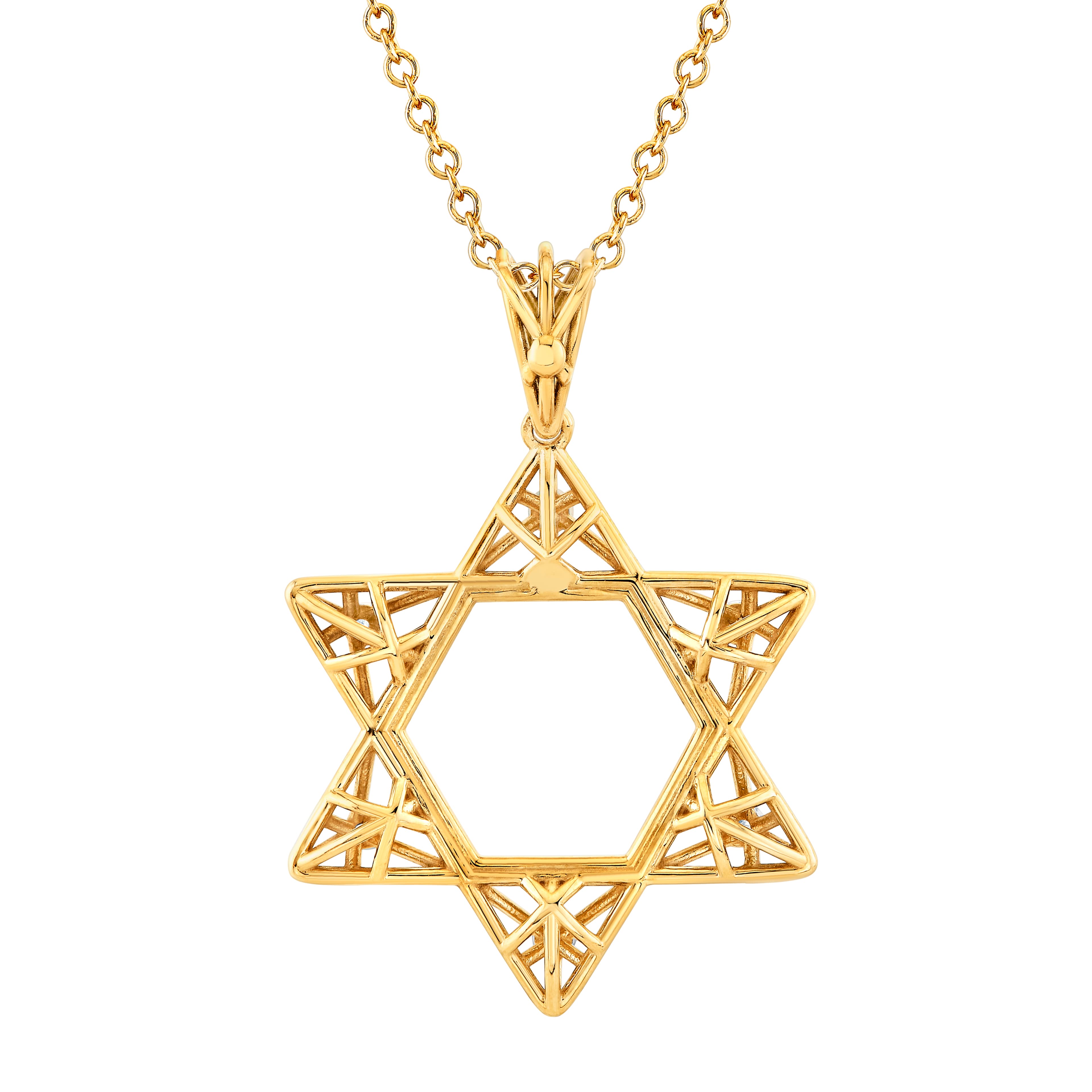 Light Weight Star of David Pendant (1/8 ct. tw.), Angle view in yellow gold