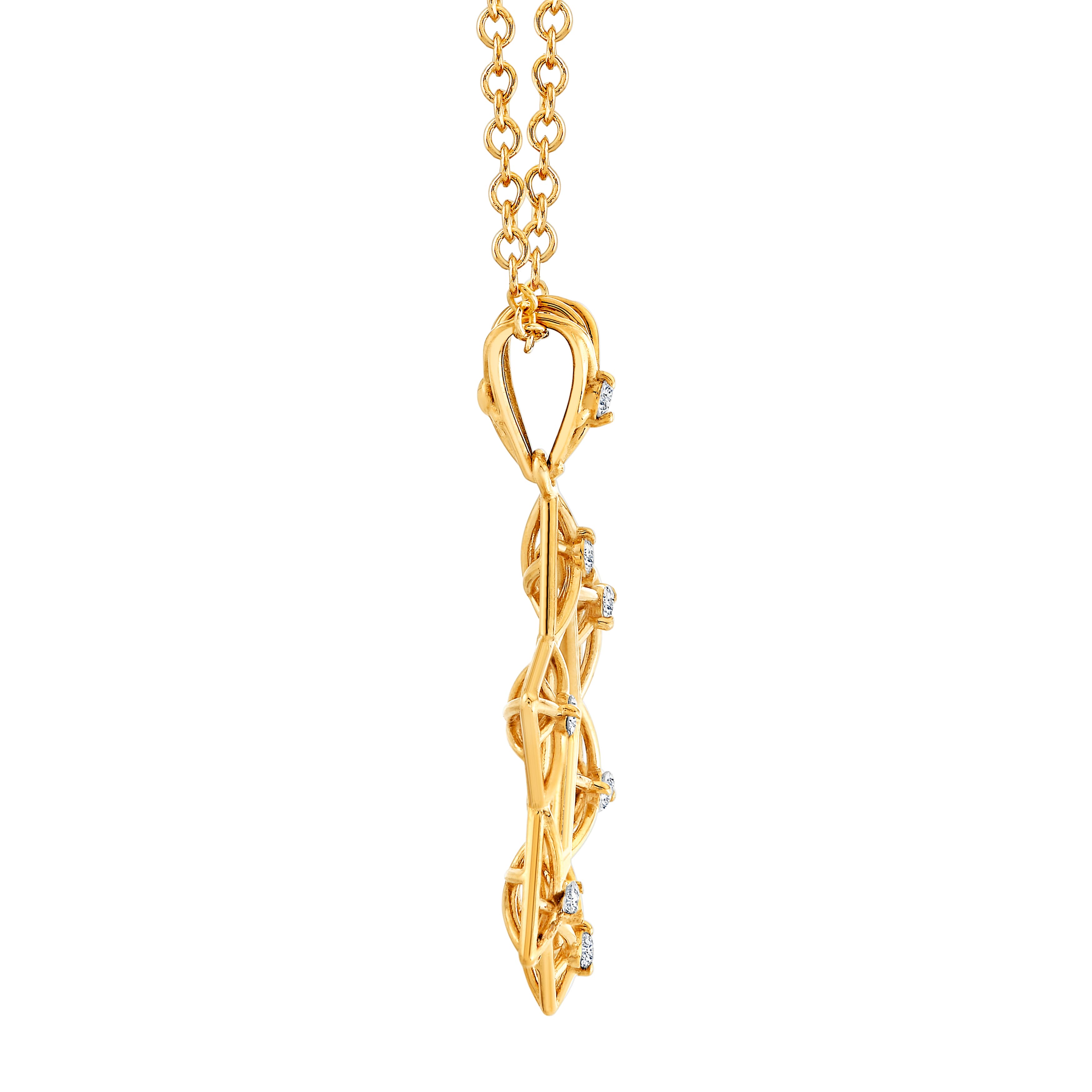 Light Weight Star of David Pendant (1/8 ct. tw.), Side view in yellow gold