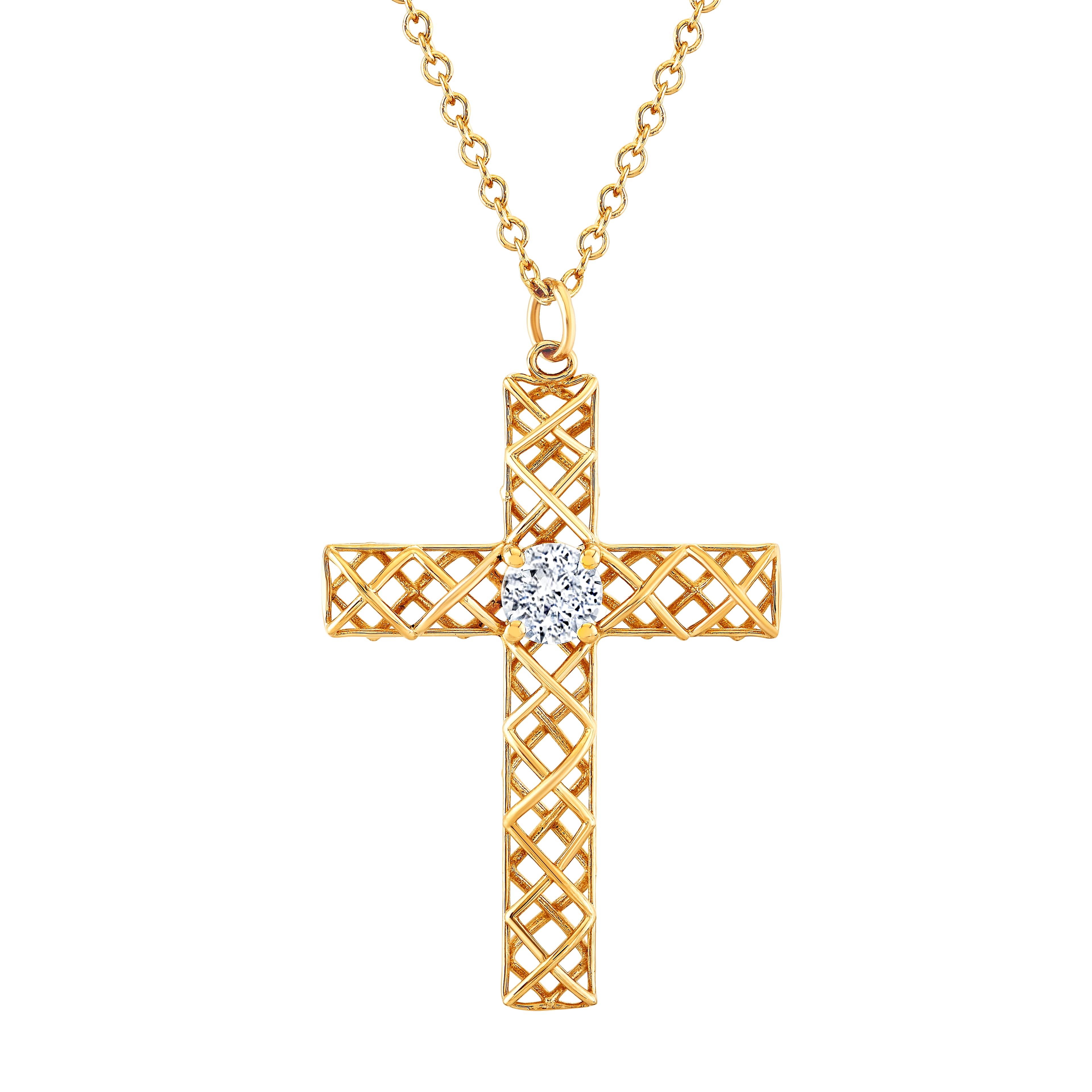 Light Weight Large Cross, Front view in yellow gold