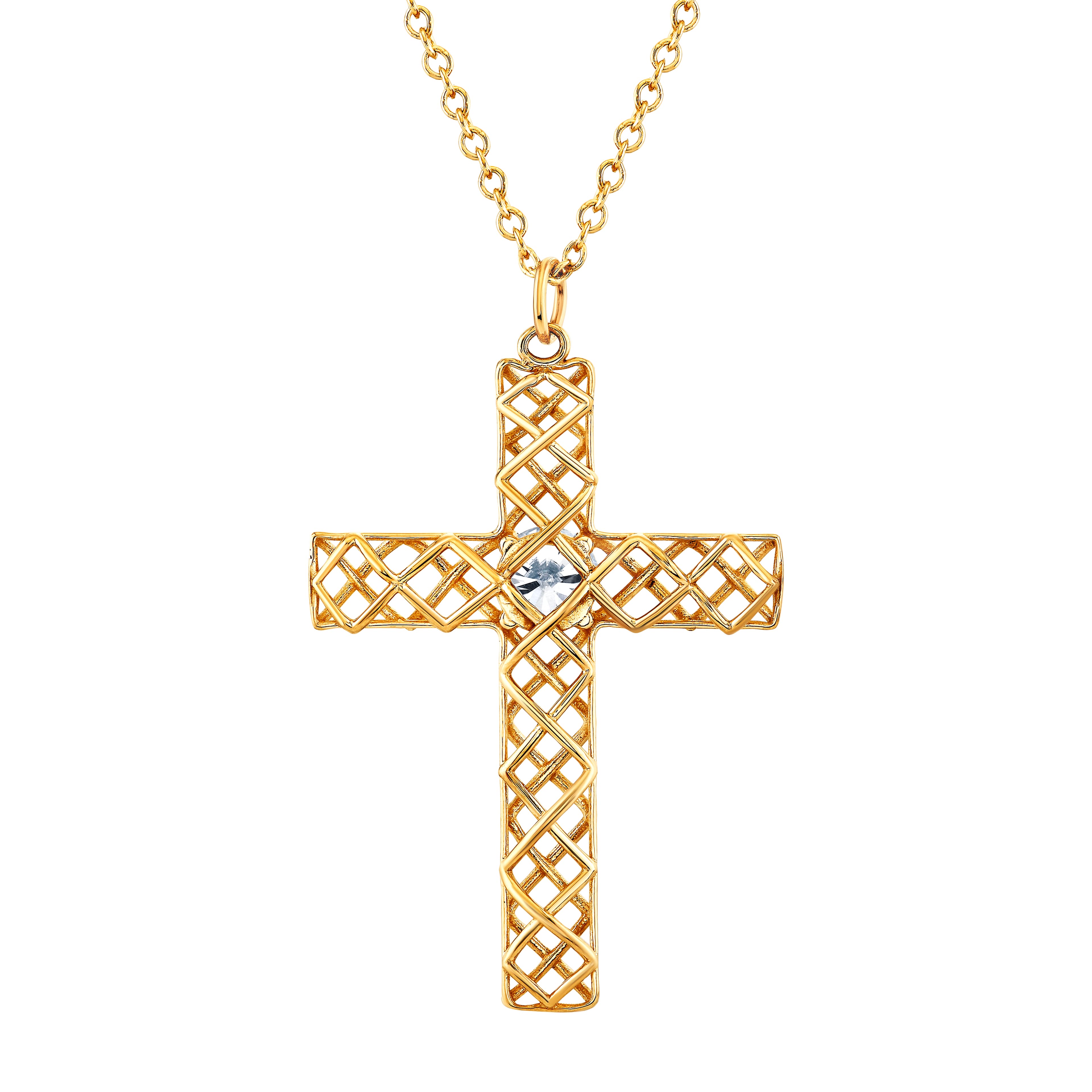 Light Weight Large Cross, Angle view in yellow gold