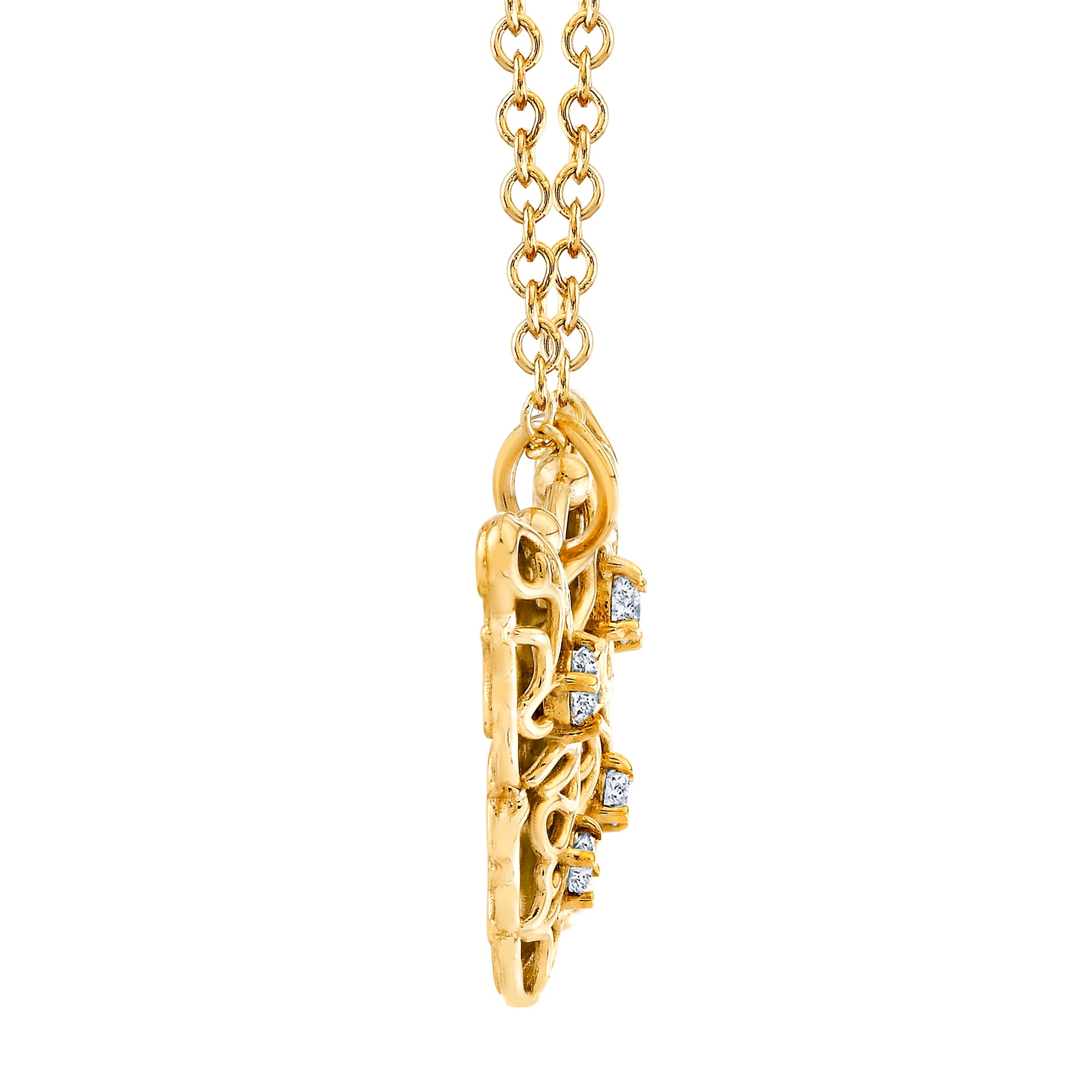 Light Weight Butterfly Pendant (0.1 ct. tw.), Side view in yellow gold