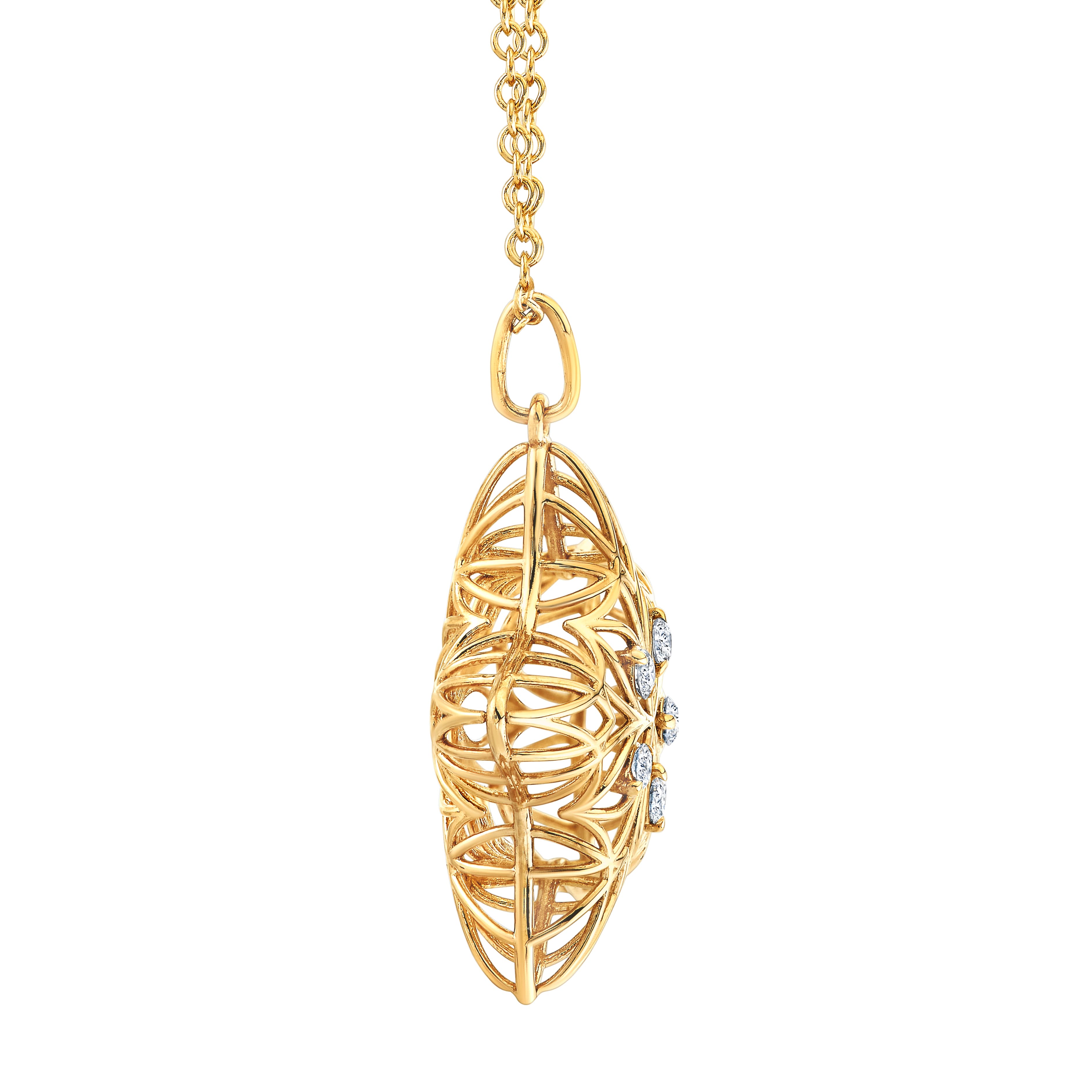 Light Weight Puffy Star Pendant (0.04 ct. tw.), Side view in yellow gold