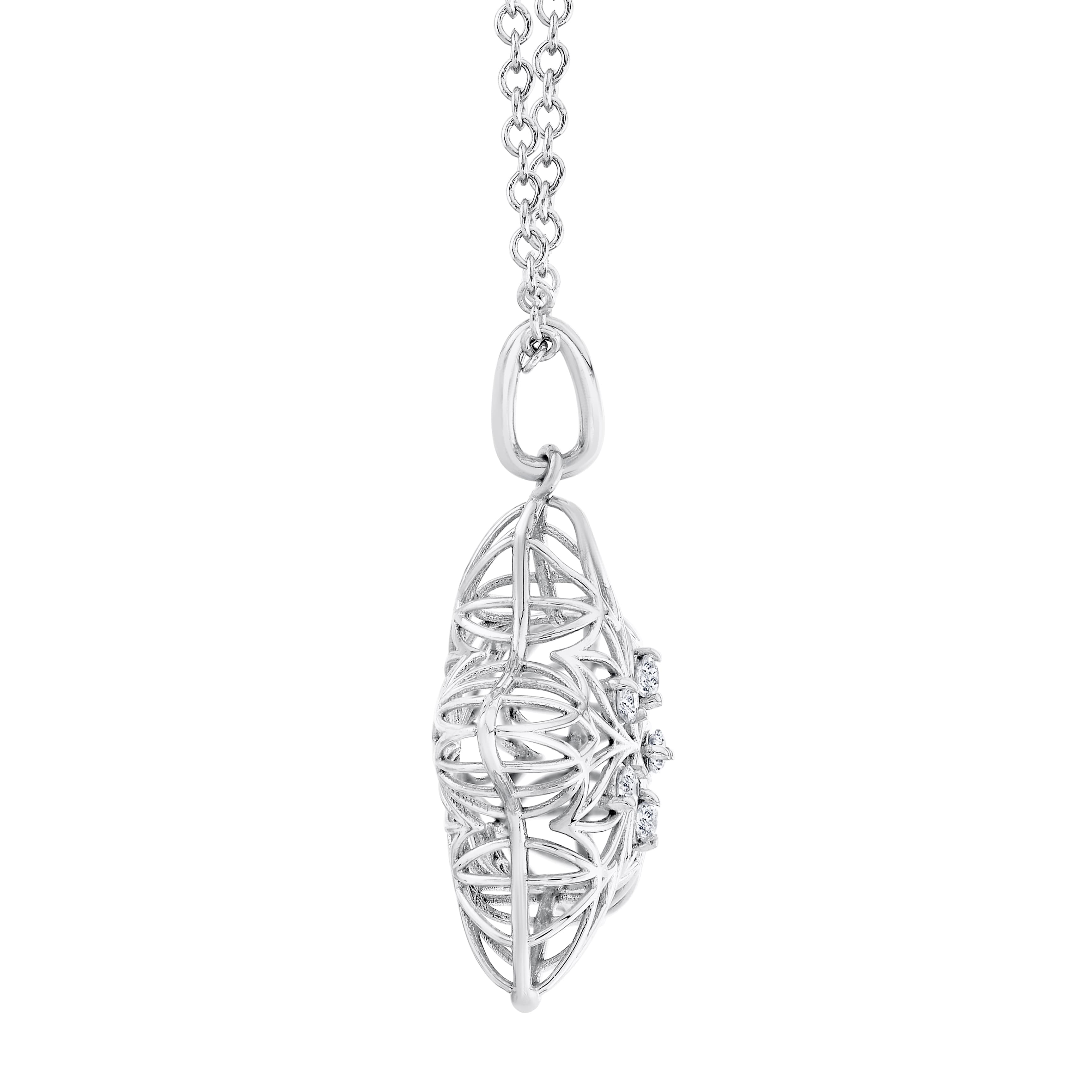 Light Weight Puffy Star Pendant (0.06 ct. tw.), Side view in white gold or platinum