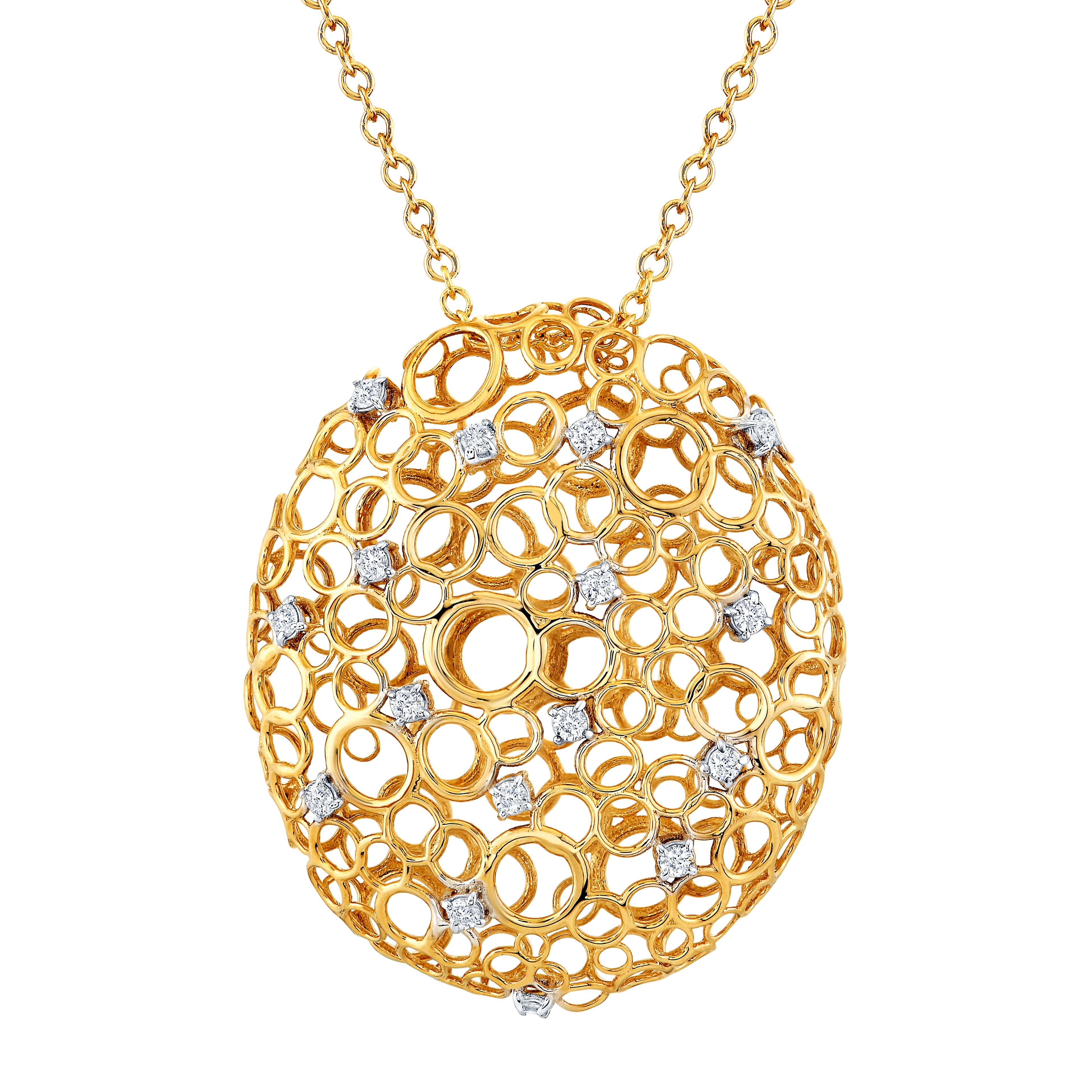 Light Weight Oval Pendant (1/4 ct. tw.), Front view in yellow gold