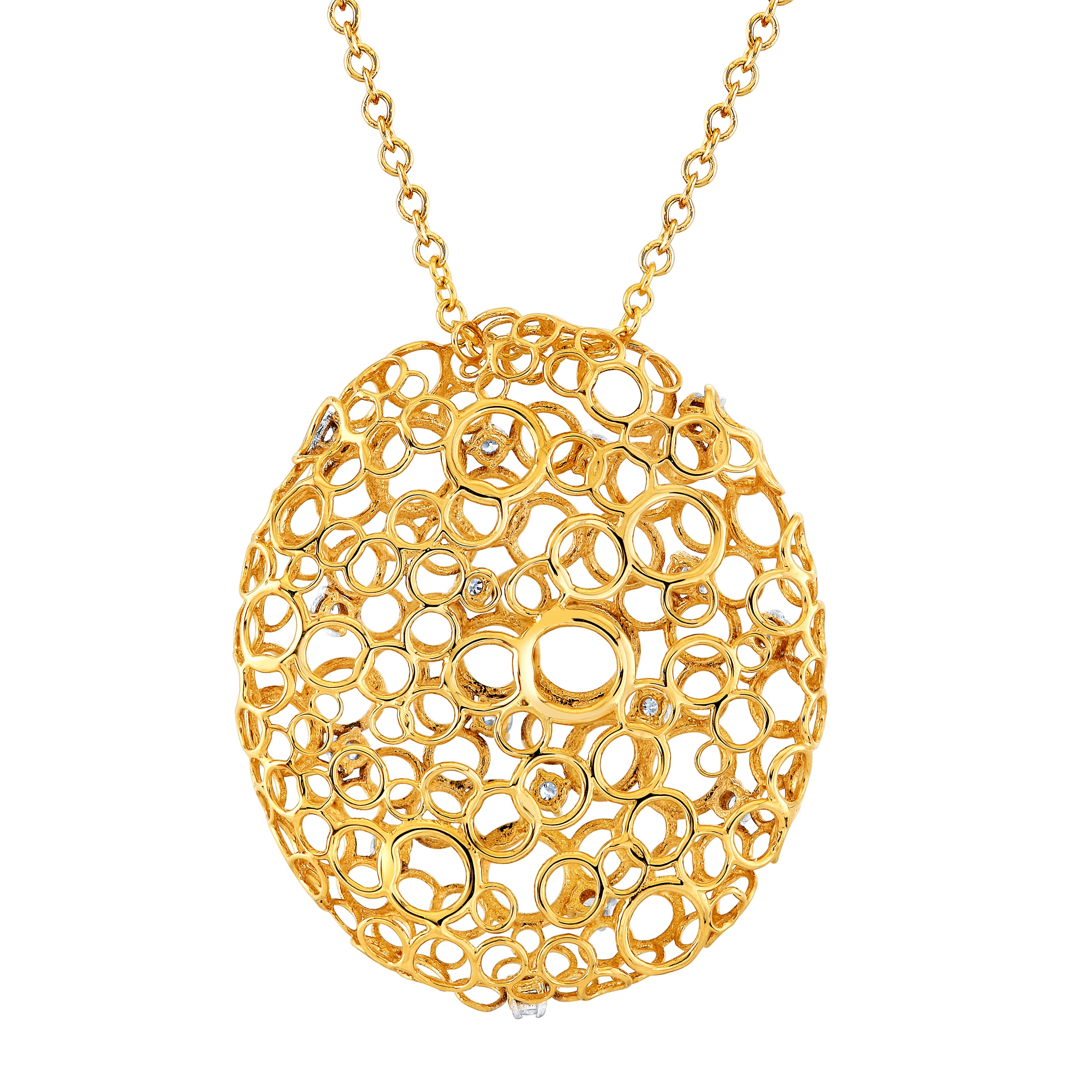 Light Weight Oval Pendant (1/4 ct. tw.), Angle view in yellow gold