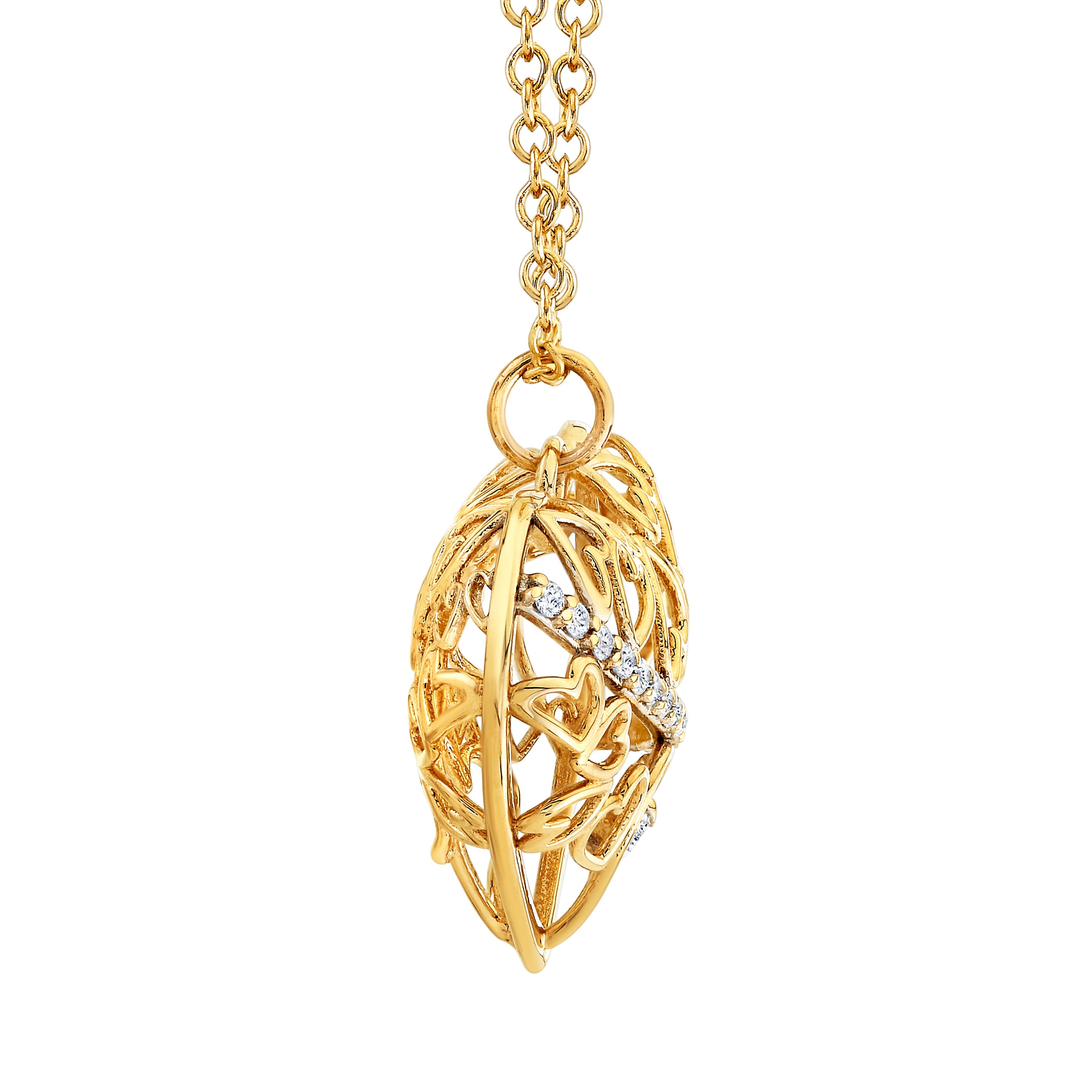 Light Weight Heart Pendant (1/8 ct. tw.), Side view in yellow gold