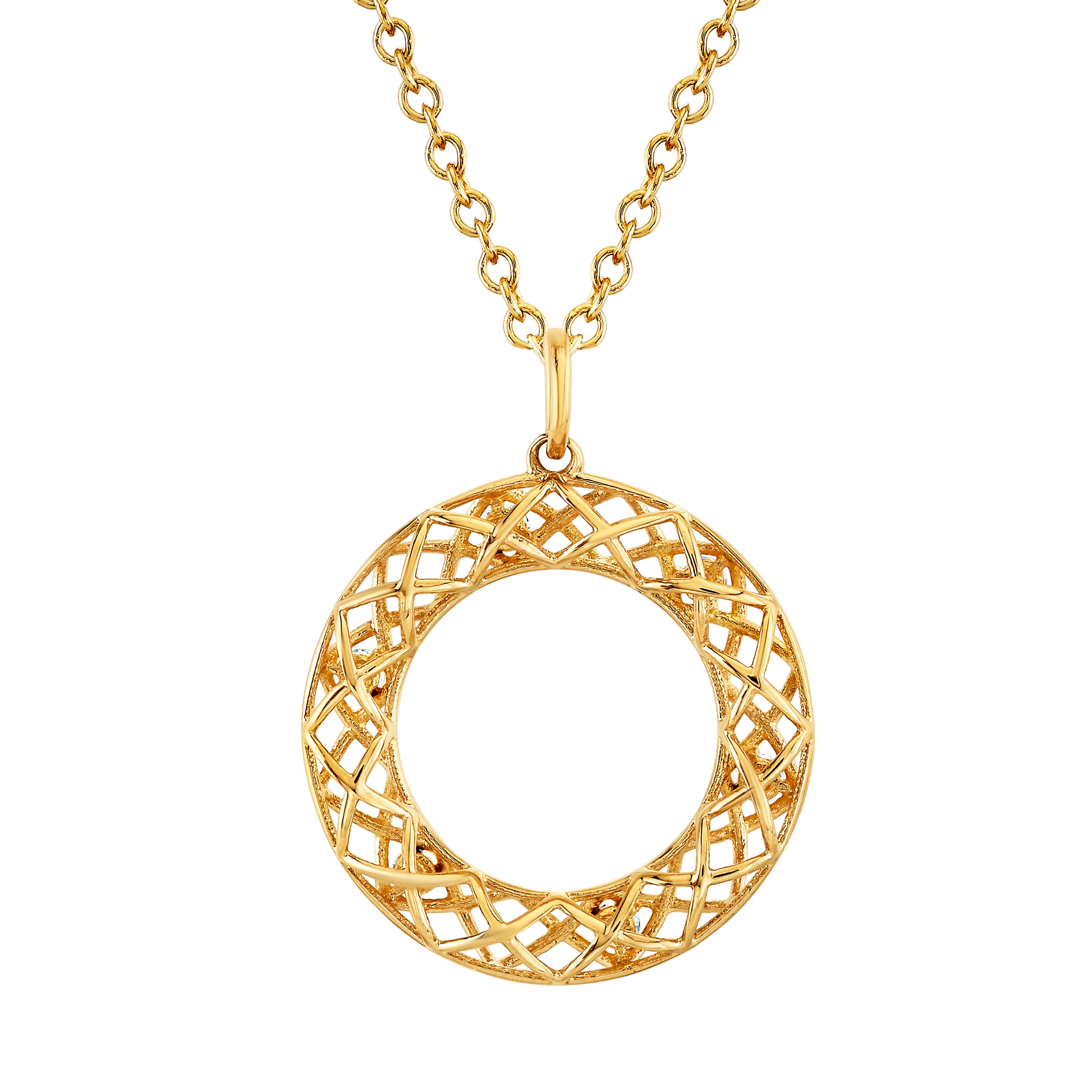 Light Weight Circle Pendant (0.06 ct. tw.), Front view in yellow gold