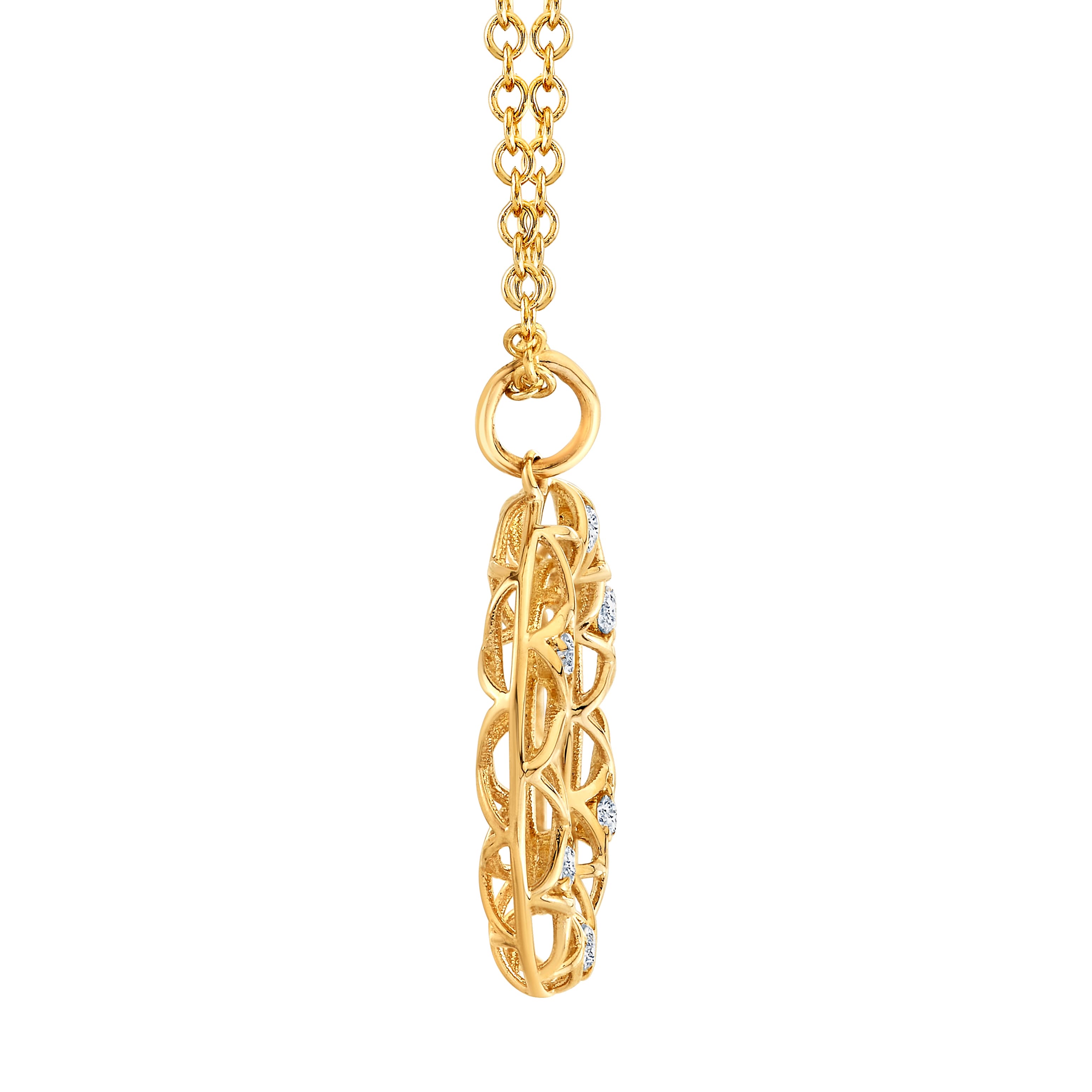 Light Weight Circle Pendant (0.06 ct. tw.), Side view in yellow gold