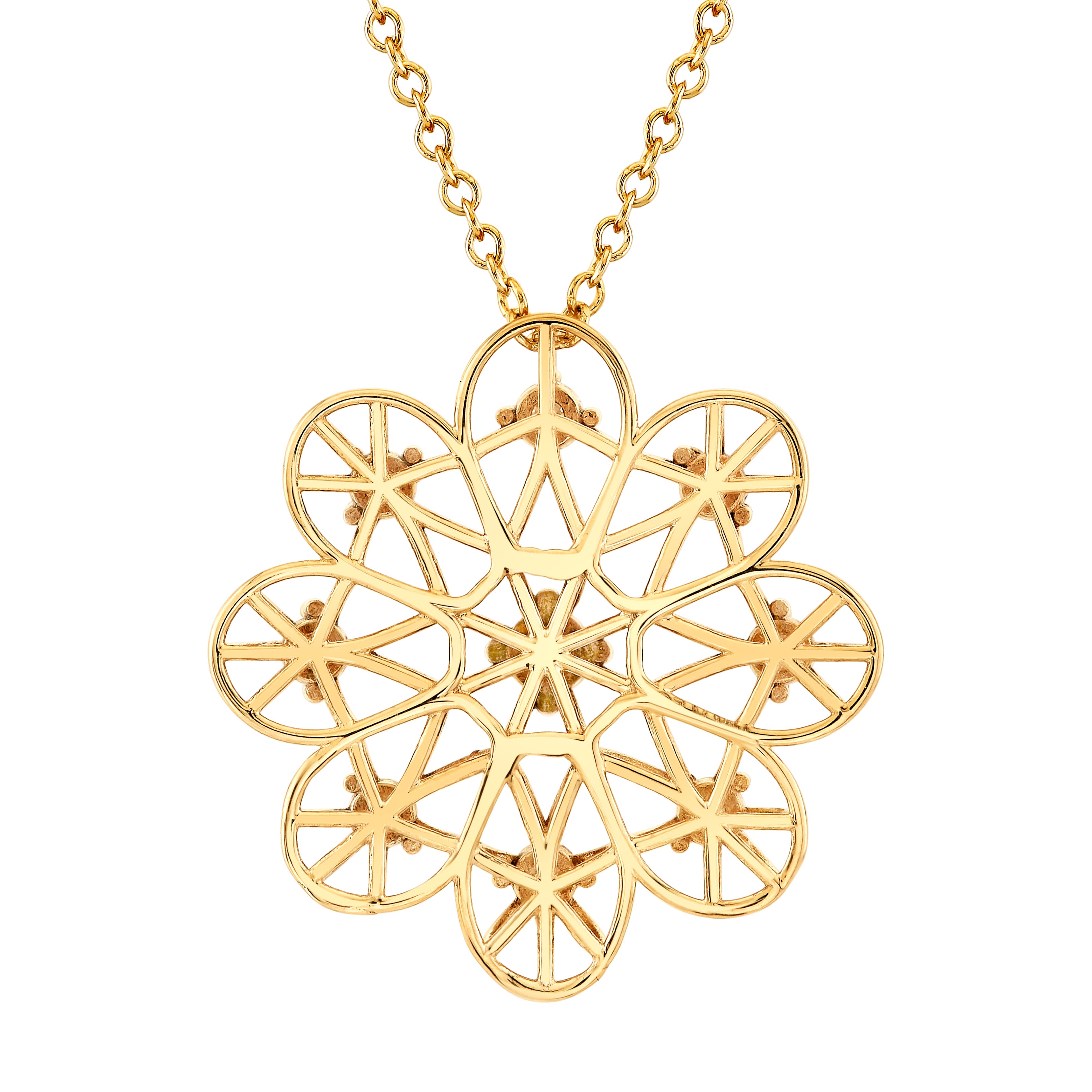 Light Weight Flower Pendant With Diamond (0.3 ct. tw.), Angle view in yellow gold