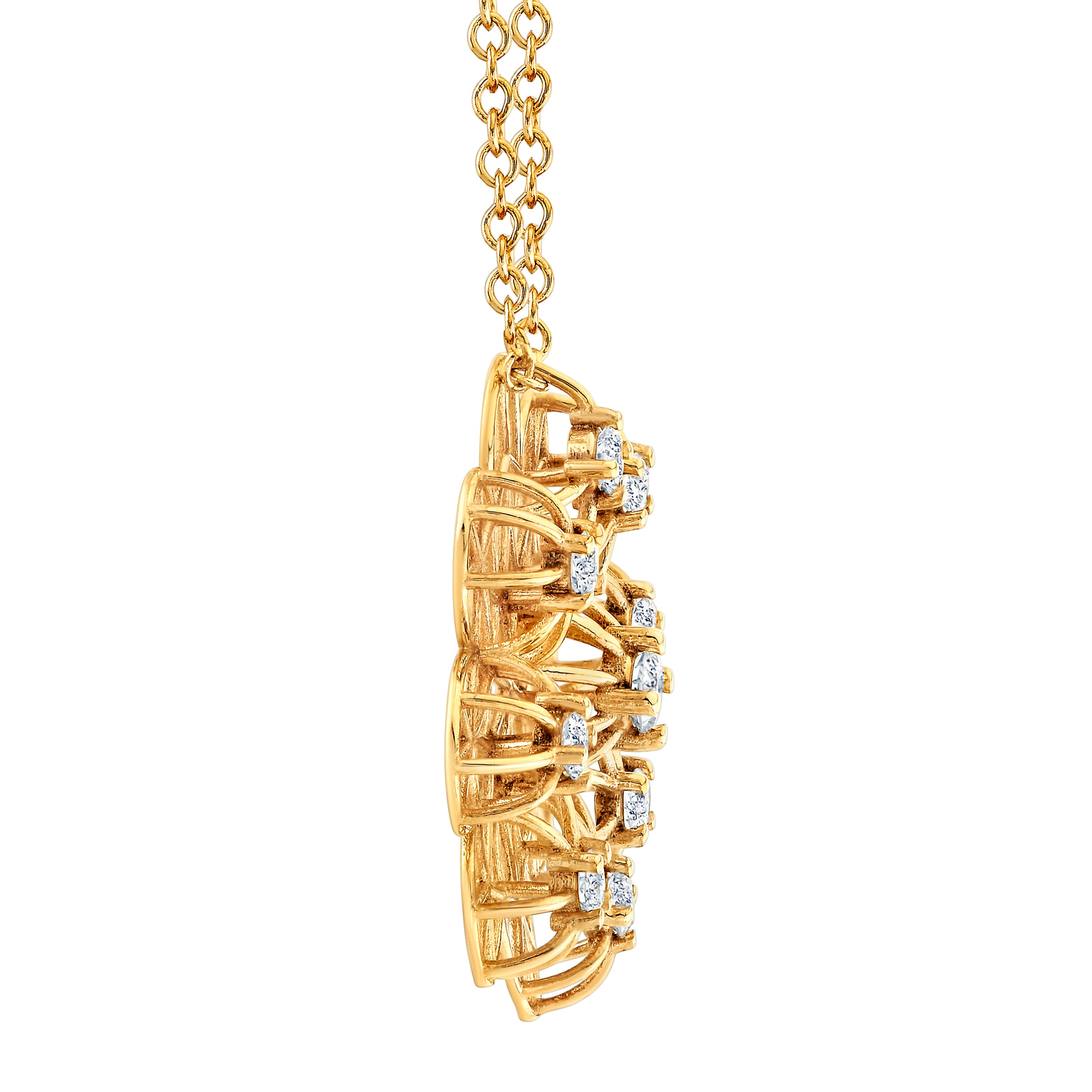 Light Weight Flower Pendant With Diamond (0.3 ct. tw.), Side view in yellow gold