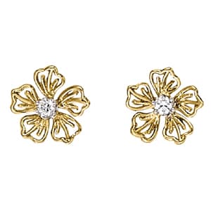 Earrings Single Stone — White Gold