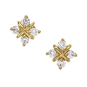 Cluster Earring Studs — White Gold