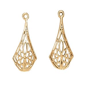 Filigree Dangle Post Earrings — White Gold
