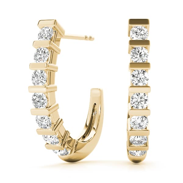 J-Hoop Earrings (0.7 ct. tw.), Front view in yellow gold