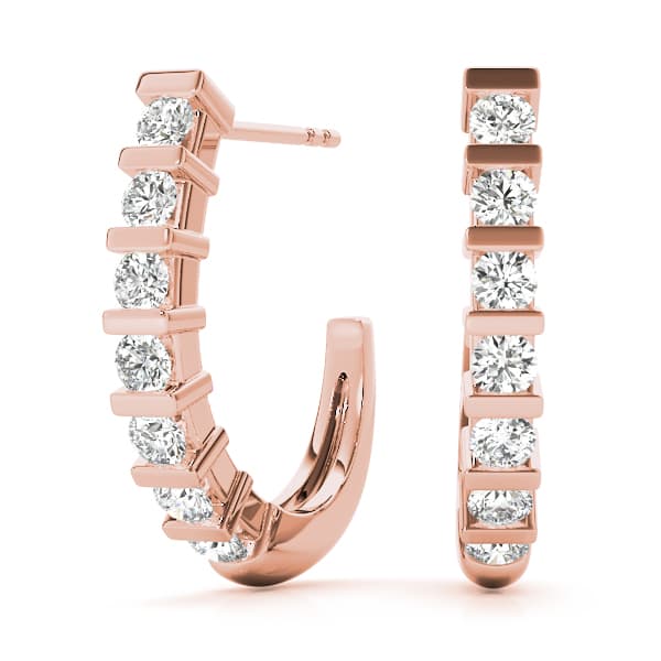 J-Hoop Earrings (3/8 ct. tw.), Front view in rose gold