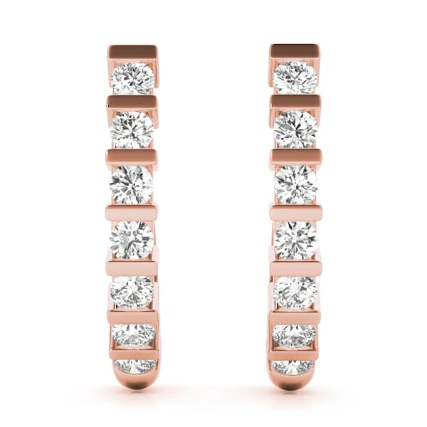 J-Hoop Earrings (3/8 ct. tw.), Angle view in rose gold
