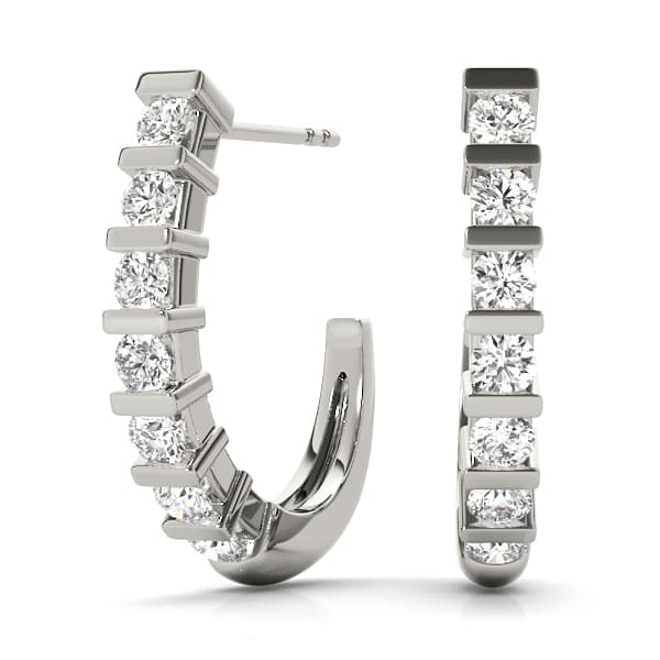 J-Hoop Earrings — 3/4 CT — View 1