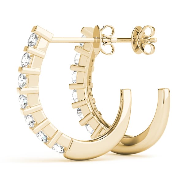 J-Hoop Earrings (0.7 ct. tw.), On hand view in yellow gold