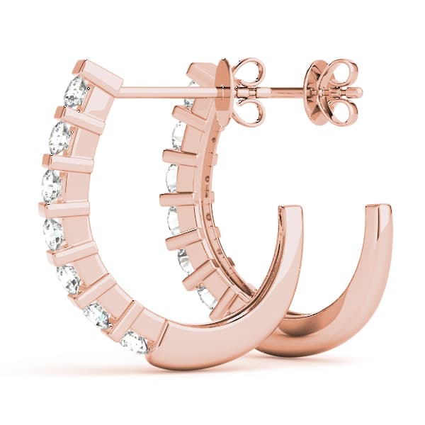 J-Hoop Earrings (3/8 ct. tw.), On hand view in rose gold