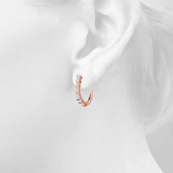J-Hoop Earrings (3/8 ct. tw.), Top view in rose gold