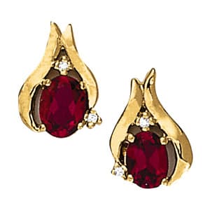 Oval Shape Color Earring — White Gold